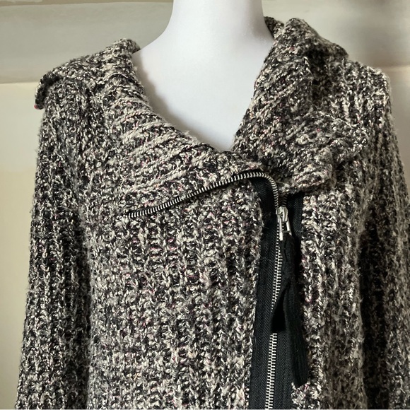 Free People Asymmetrical Moto Zip Knit Sweater Jacket size Medium - Picture 5 of 10